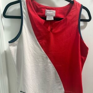 bolle Red and White Diagonal Colorblock Tank Top